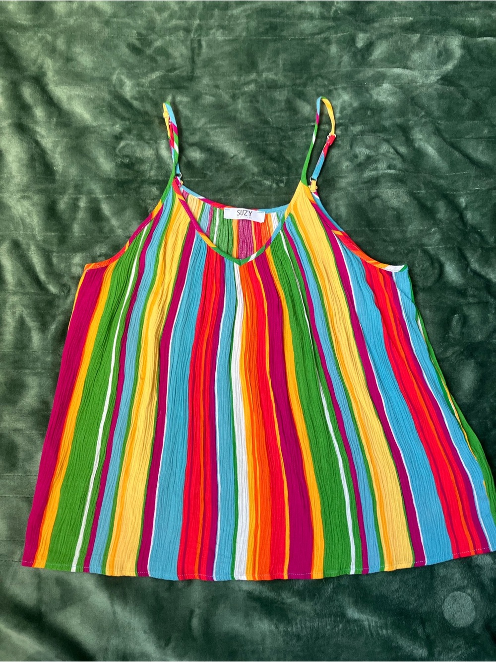 Suzy Shier Multicolor Vertical Stripe V-Neck Cami